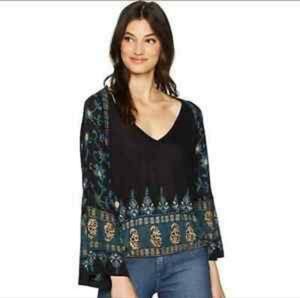 Free People XS Medallion Printed Long Sleeve Top